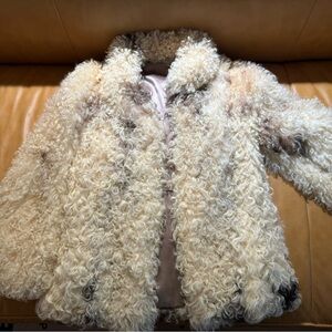Lamb Fur Coat Saks Fifth Avenue Small-curly beige creme. Excellent condition